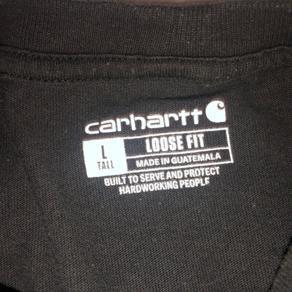 Carhartt Mens Loose Fit Long Sleeve Spell Out Logo Shirt-Lg Tall Black Cotton - Picture 3 of 7